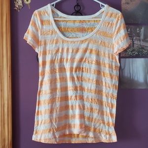 Orange and white striped t-shirt